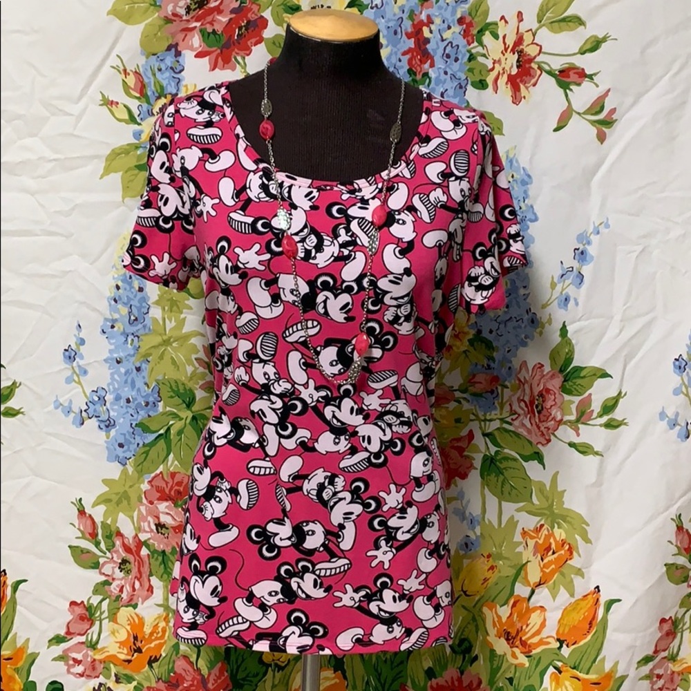 Large Lularoe Pink Disney Mickey Mouse top.